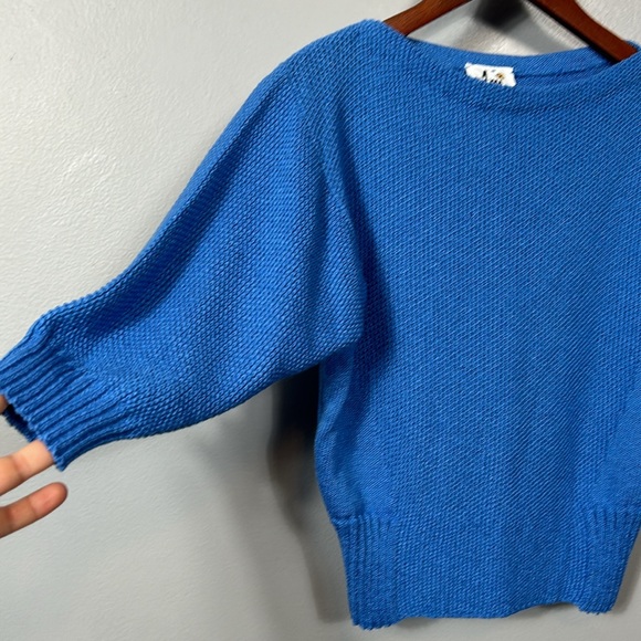 Vintage Ami Blue Boat Neck Mid-length sleeve knit top size small - Picture 3 of 12